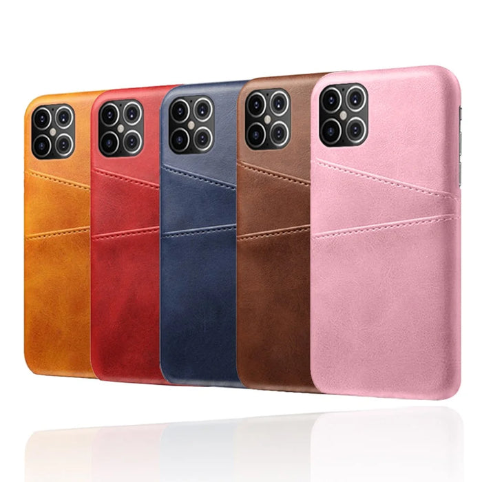 PU Leather Coated PC Shell with Double Card Slots for iPhone 12 Pro Max 6.7 inch - Orange - 7