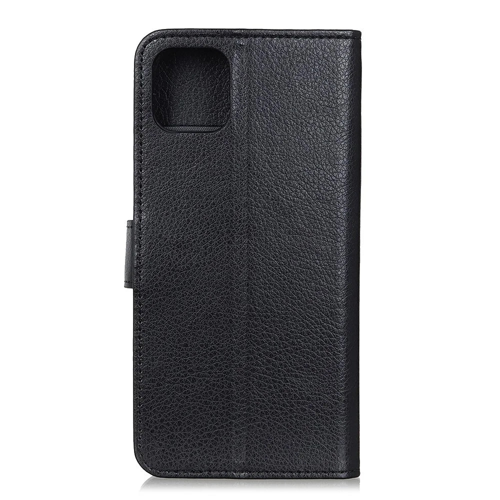 For iPhone 12 Pro/12 Anti-dust Shock-resistant Litchi Skin Texture Wallet Leather Stand Protective Case - Black - 2