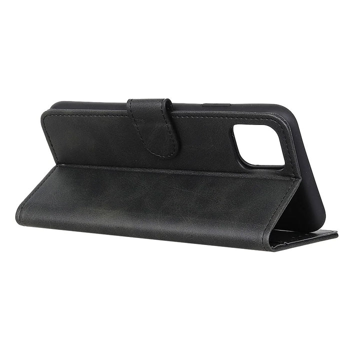 PU Leather Magnetic Wallet Stand Phone Shell for iPhone 12 Pro/12 - Black - 3