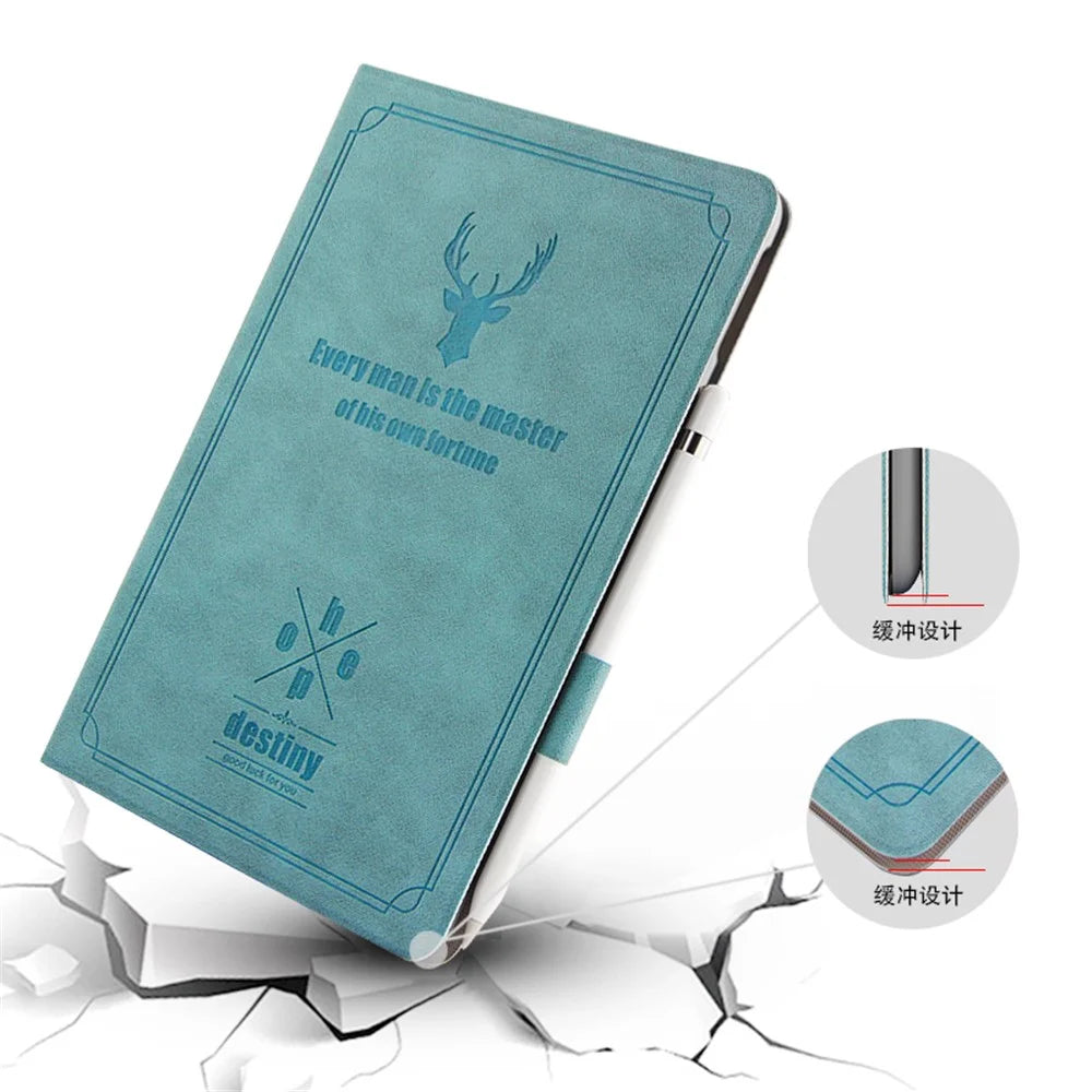Imprint Deer and Quote PU Leather Stand Case for iPad Air 10.5 (2019) / Pro 10.5-inch (2017) - Blue - 7
