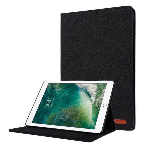 Cloth Texture Card Slots Stand Leather Flip Case for iPad 10.2 (2021)/(2020)/(2019) - Black - 1