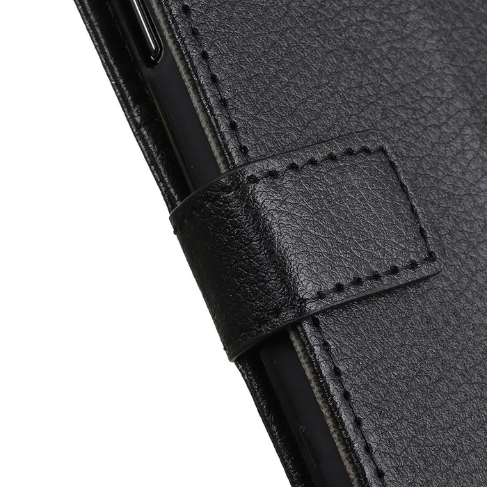 Litchi Skin Magnetic Leather Shell for iPhone 12 Pro/12 - Black - 4