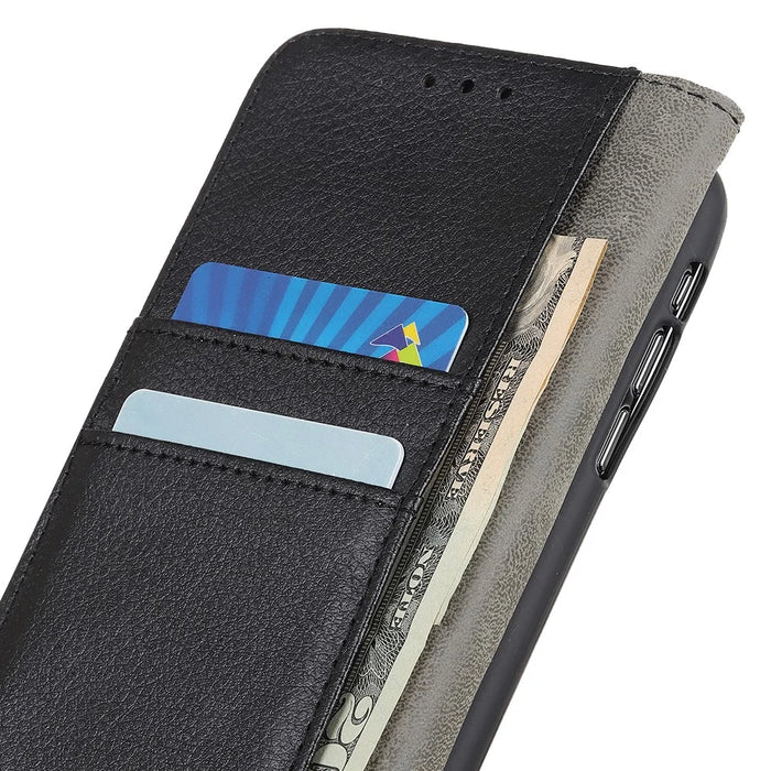 Litchi Skin Magnetic Leather Shell for iPhone 12 Pro/12 - Black - 7