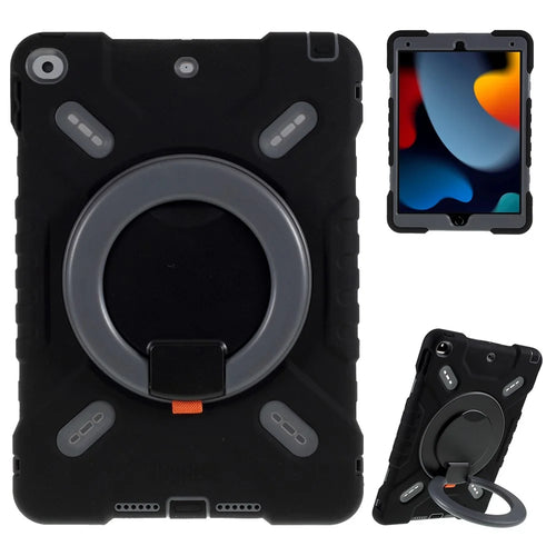 PEPKOO Tablet Case for iPad 10.2 (2021) / (2020) / (2019) / Air 10.5 inch (2019) Silicone Plastic Protective Cover with Kickstand - Black - 1