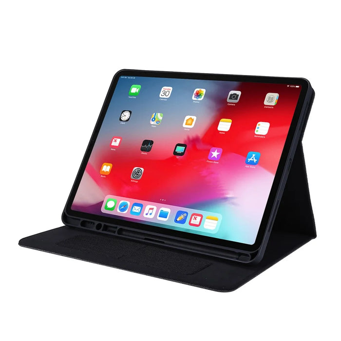 Cloth Texture Card Slots Stand Leather Cover for iPad Pro 12.9 (2022) / (2021) / (2020) / (2018) - Black - 2