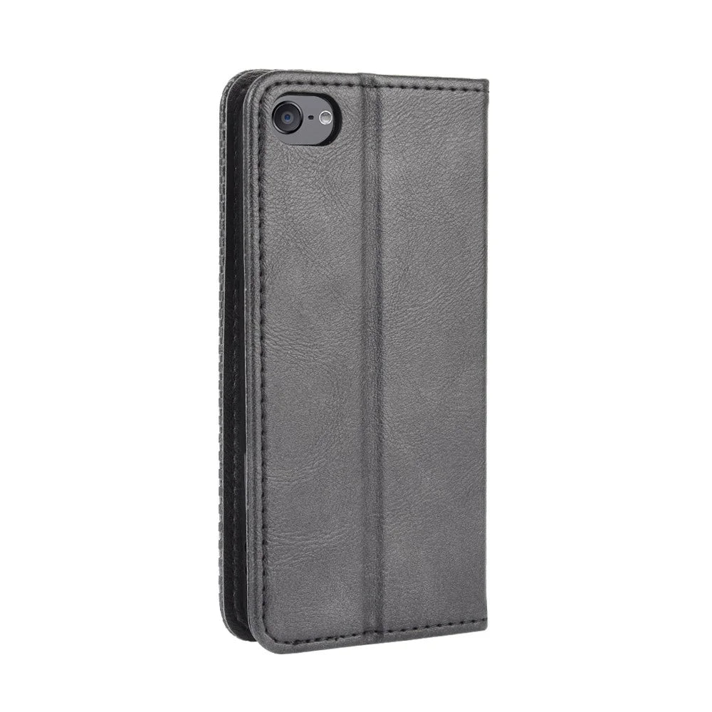 Auto-absorbed Retro PU Leather Wallet Phone Cover for iPod touch 5/touch 6/touch 7 - Black - 7
