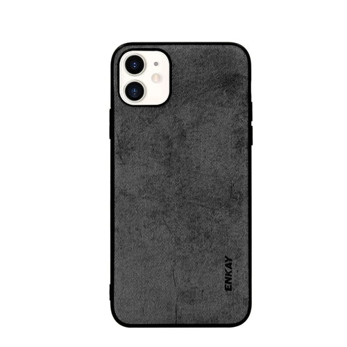 ENKAY HAT PRINCE PC-028 Business Series Cloth Texture TPU+PU Leather Phone Case for iPhone 11 6.1-inch - Black - 1