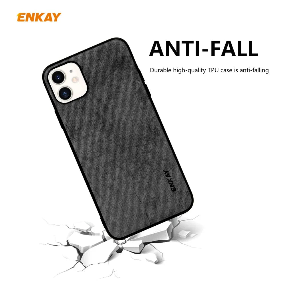 ENKAY HAT PRINCE PC-028 Business Series Cloth Texture TPU+PU Leather Phone Case for iPhone 11 6.1-inch - Black - 2