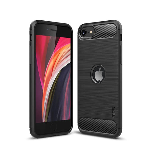 MOFI Carbon Fiber Texture Brushed TPU Case for iPhone SE (2020)/SE (2022)/8/7 - Black - 1