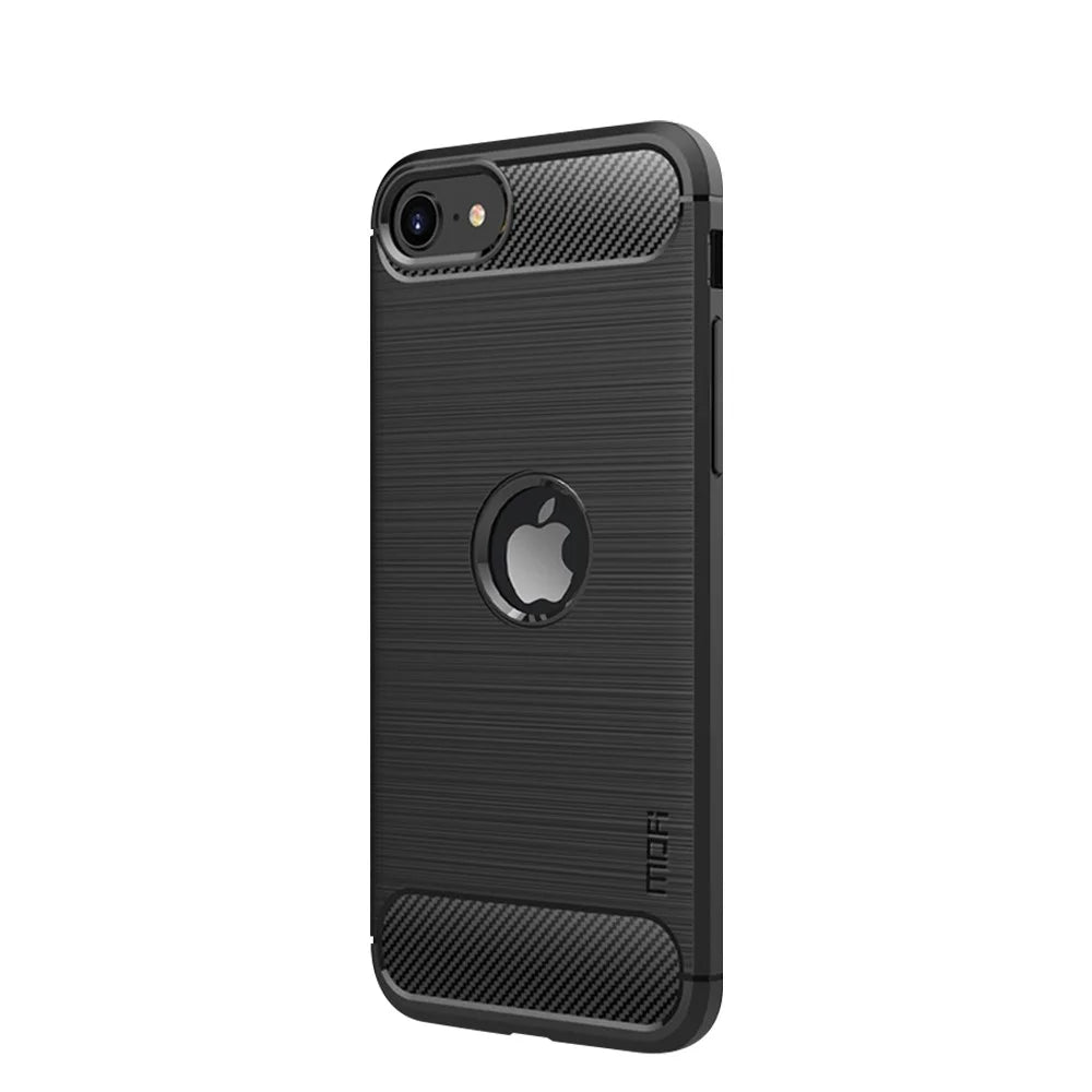 MOFI Carbon Fiber Texture Brushed TPU Case for iPhone SE (2020)/SE (2022)/8/7 - Black - 2