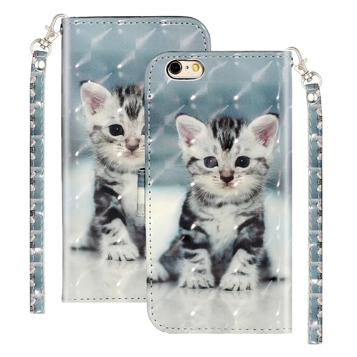 Light Spot Decor Pattern Printing Wallet Stand Leather Phone Shell for iPhone 6/6s 4.7-inch - Cat - 2