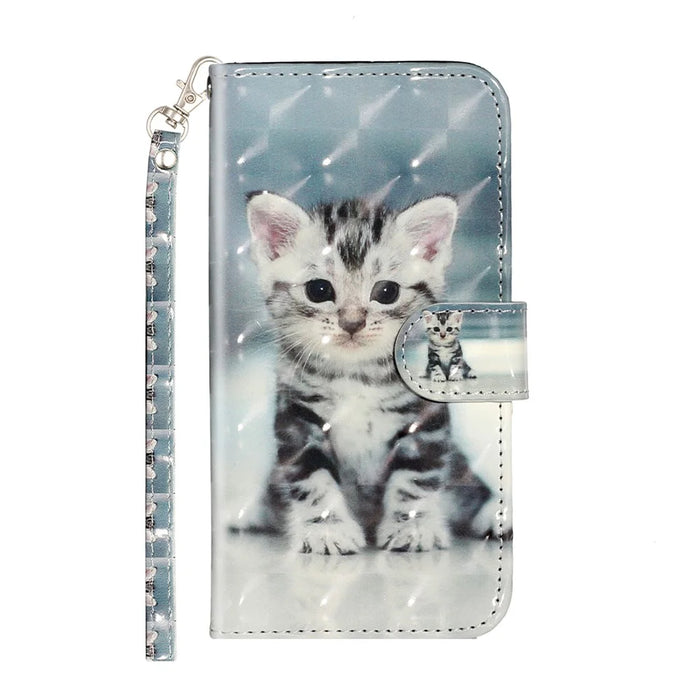 Light Spot Decor Pattern Printing Wallet Stand Leather Phone Shell for iPhone 6/6s 4.7-inch - Cat - 3