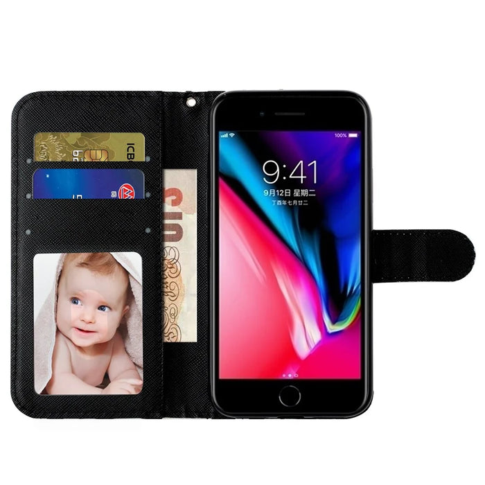 Light Spot Decor Pattern Printing Wallet Stand Leather Phone Shell for iPhone 6/6s 4.7-inch - Cat - 7