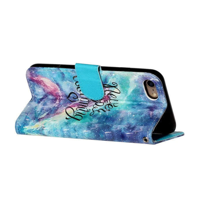 Light Spot Decor Pattern Printing Wallet Stand Flip Leather Case for iPhone 7/8/SE (2020)/SE (2022) - Never Stop Dreaming - 6
