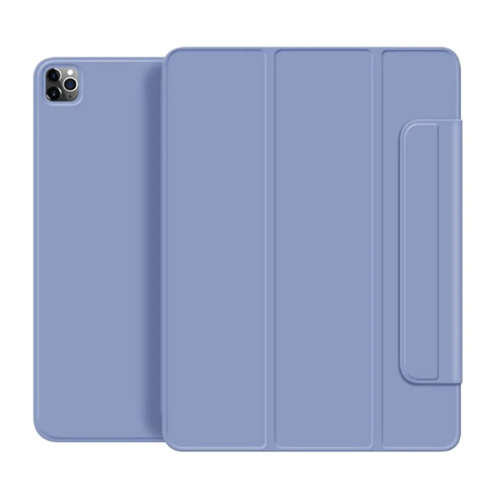 Leather Case for iPad Air 13 (2026) / (2025) / (2024) / Pro 12.9 (2022) / (2021) / (2020) / (2018) Magnetic Clasp Tri-Fold Stand Cover - Purple - 1