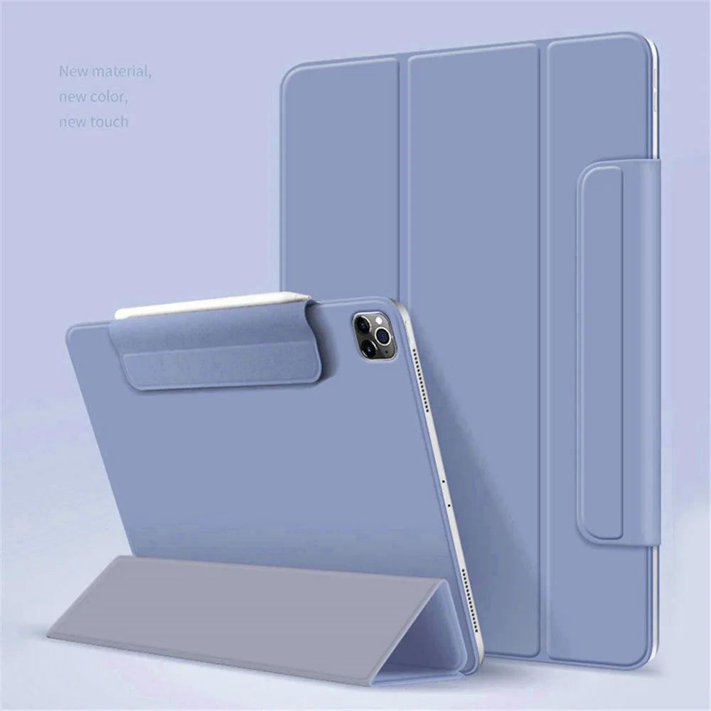 Leather Case for iPad Air 13 (2026) / (2025) / (2024) / Pro 12.9 (2022) / (2021) / (2020) / (2018) Magnetic Clasp Tri-Fold Stand Cover - Purple - 3