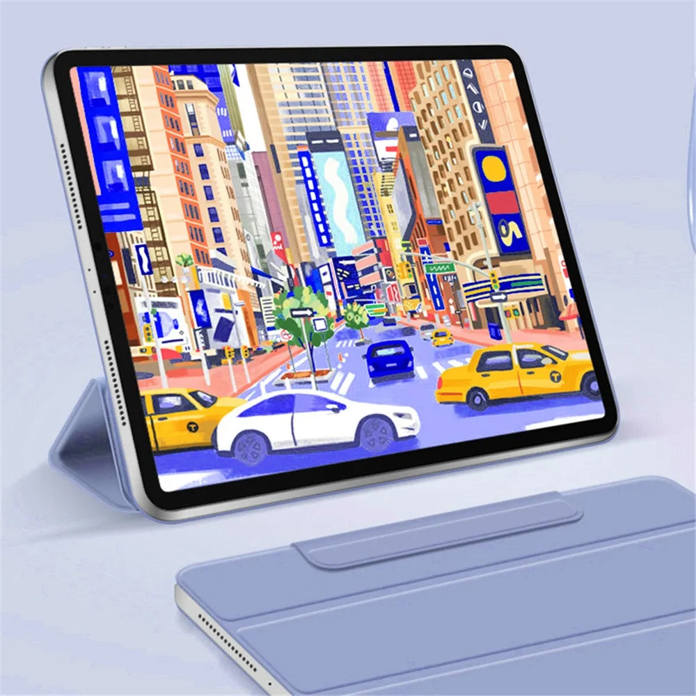 Leather Case for iPad Air 13 (2026) / (2025) / (2024) / Pro 12.9 (2022) / (2021) / (2020) / (2018) Magnetic Clasp Tri-Fold Stand Cover - Purple - 4
