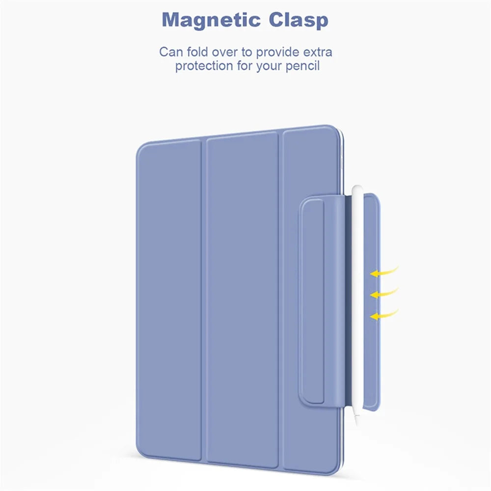 Leather Case for iPad Air 13 (2026) / (2025) / (2024) / Pro 12.9 (2022) / (2021) / (2020) / (2018) Magnetic Clasp Tri-Fold Stand Cover - Purple - 5