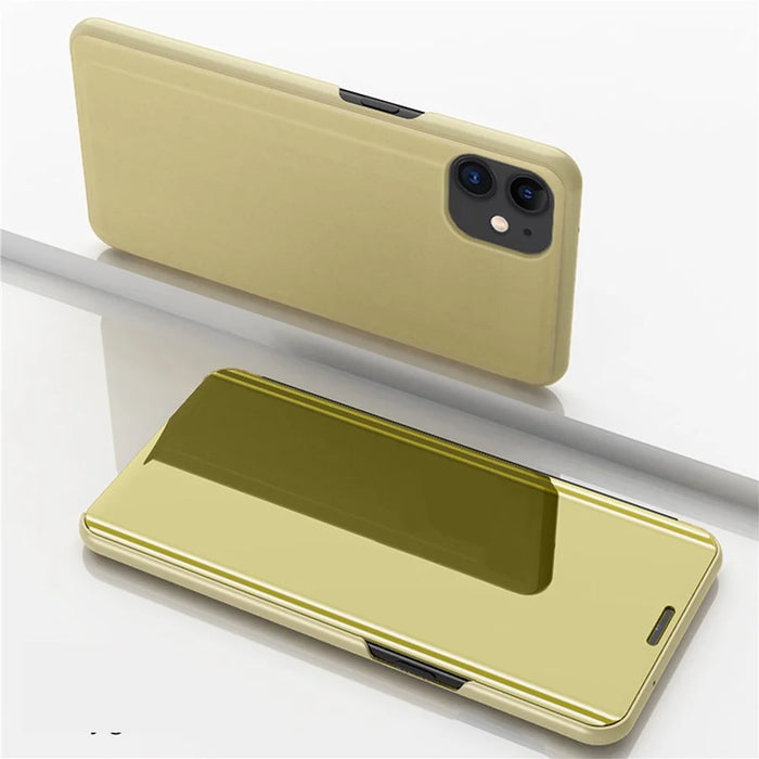 For iPhone 12 Pro / iPhone 12 Flip Leather Cover with Stand Full Body Protective Phone Case - Gold - 1
