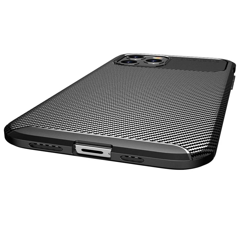 Drop Resistant Carbon Fiber Texture TPU Phone Shell for iPhone 12 Pro Max 6.7 inch - Black - 4