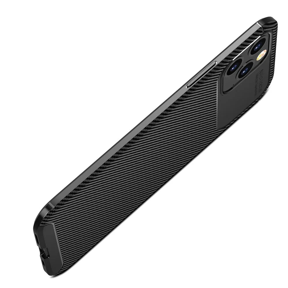 Drop Resistant Carbon Fiber Texture TPU Phone Shell for iPhone 12 Pro Max 6.7 inch - Black - 5