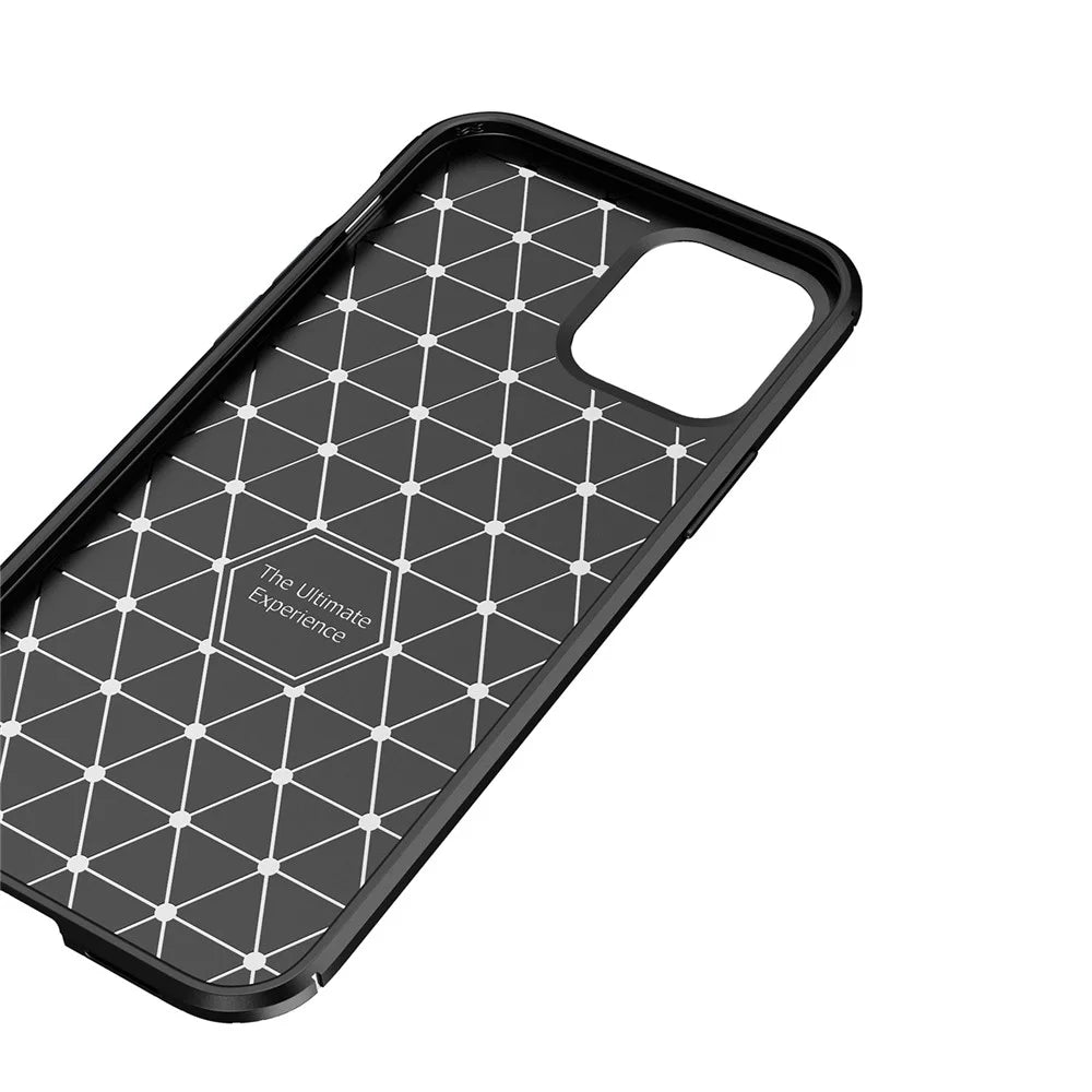 Drop Resistant Carbon Fiber Texture TPU Phone Shell for iPhone 12 Pro Max 6.7 inch - Black - 6