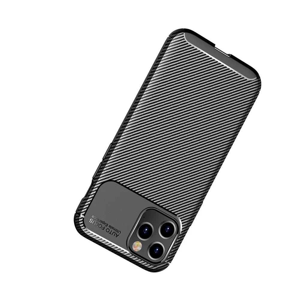 Drop Resistant Carbon Fiber Texture TPU Phone Shell for iPhone 12 Pro Max 6.7 inch - Black - 7