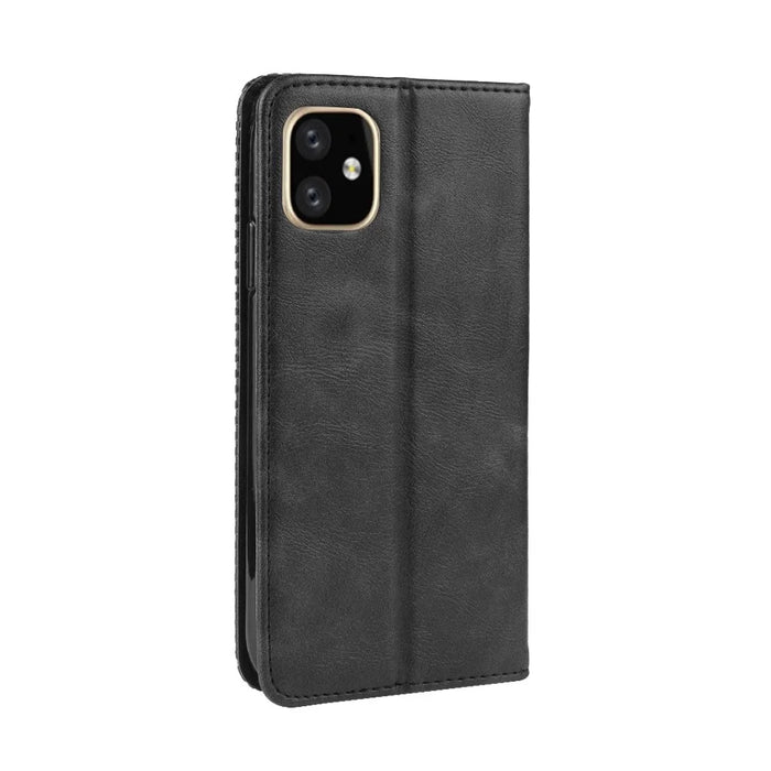 Auto-absorbed Retro PU Leather Cover for iPhone 12 Pro Max 6.7 inch - Black - 7