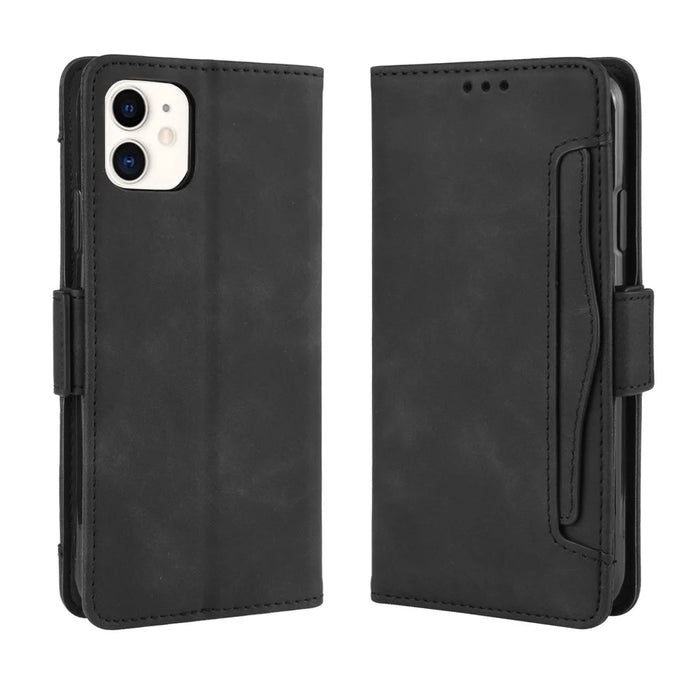 Leather Phone Unique Case with Multiple Card Slots for iPhone 12 Pro Max 6.7 inch - Black - 2