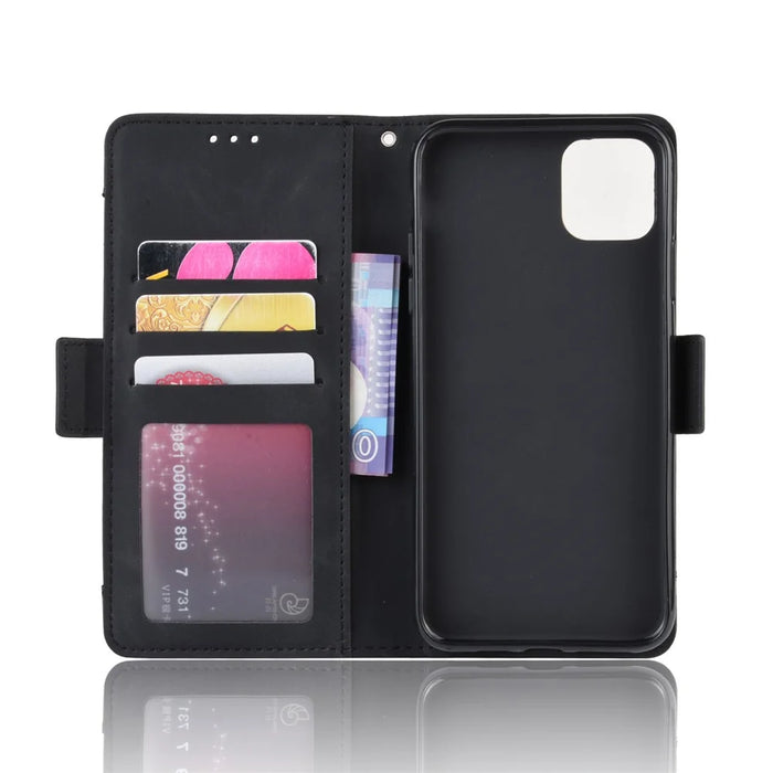 Leather Phone Unique Case with Multiple Card Slots for iPhone 12 Pro Max 6.7 inch - Black - 4