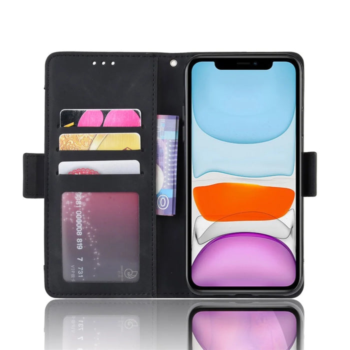 Leather Phone Unique Case with Multiple Card Slots for iPhone 12 Pro Max 6.7 inch - Black - 5