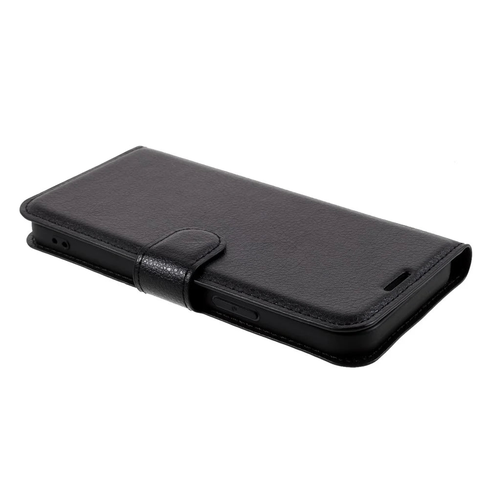 Litchi Surface Shell Leather Case with Stand for iPhone 12 Pro / 12 Mobile Phone Accessories - Black - 5
