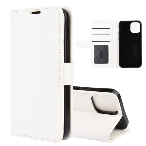 Crazy Horse Wallet Leather Stand Cell Phone Case for iPhone 12 - White - 1