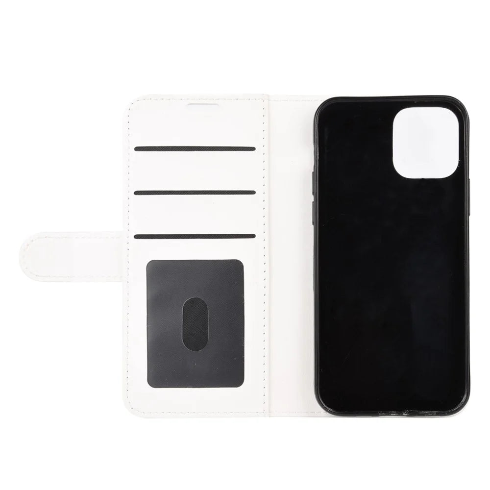 Crazy Horse Wallet Leather Stand Cell Phone Case for iPhone 12 - White - 4