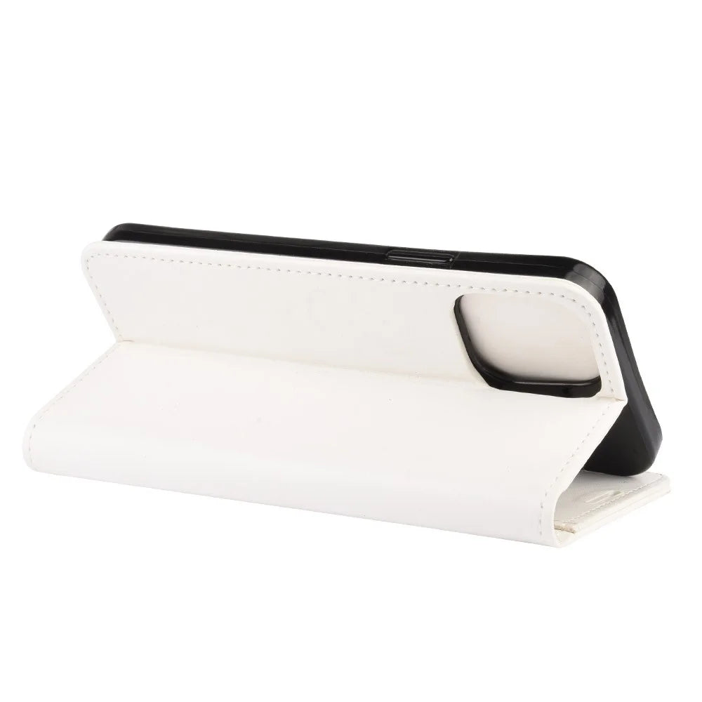 Crazy Horse Wallet Leather Stand Cell Phone Case for iPhone 12 - White - 5