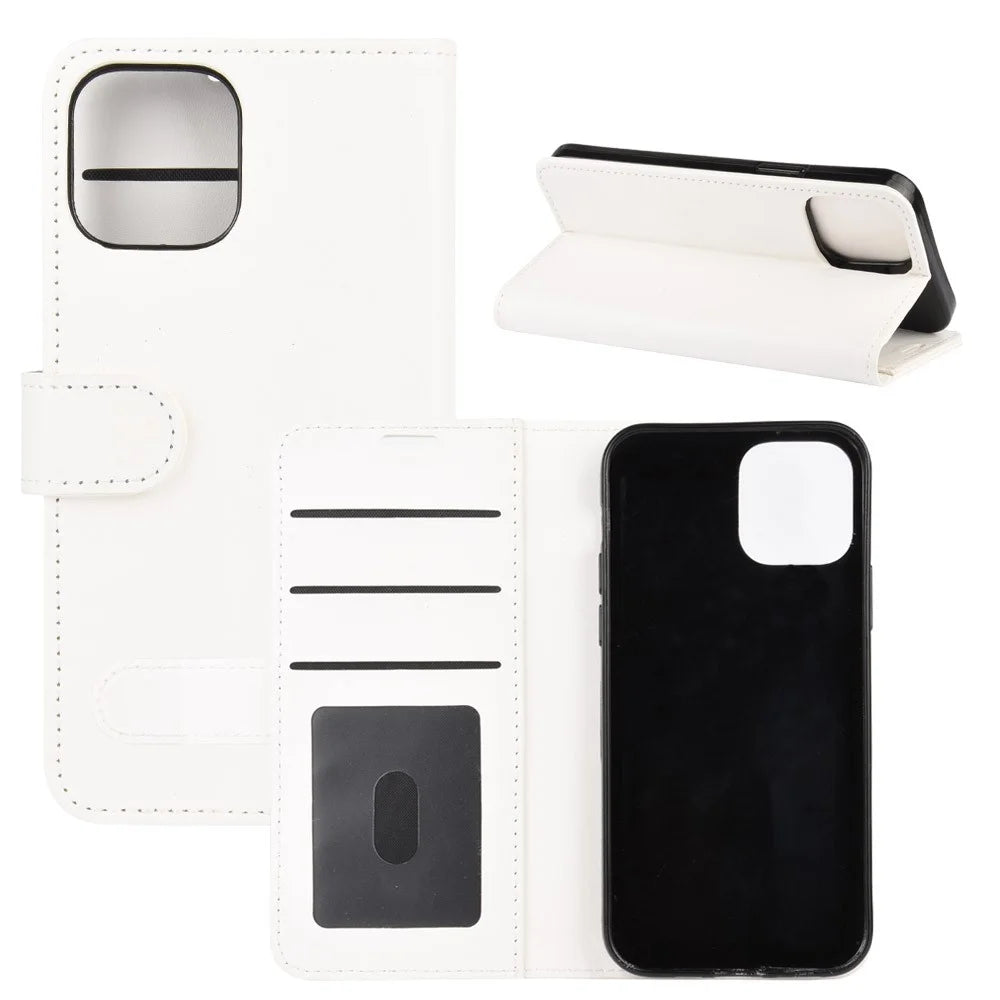 Crazy Horse Wallet Leather Stand Cell Phone Case for iPhone 12 - White - 7