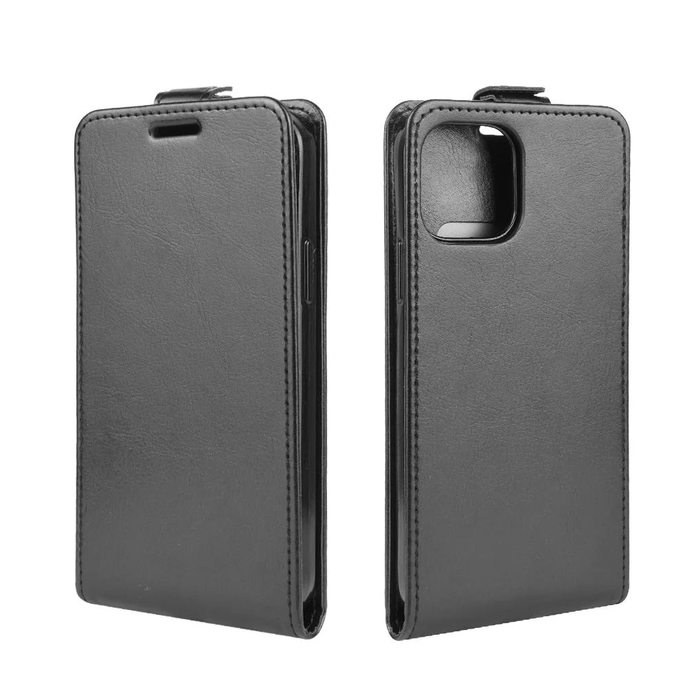 Vertical Flip Crazy Horse Leather Cell Phone Shell for iPhone 12 - Black - 2