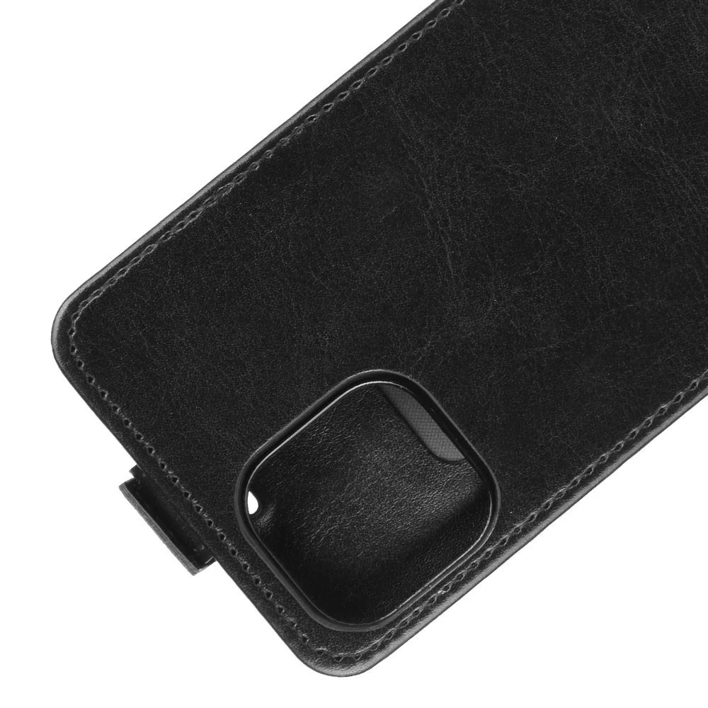 Vertical Flip Crazy Horse Leather Cell Phone Shell for iPhone 12 - Black - 3