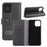 For iPhone 12 Phone Cases Genuine Split Leather Wallet Mobile Cover Stand - Black - 2