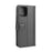 For iPhone 12 Phone Cases Genuine Split Leather Wallet Mobile Cover Stand - Black - 7