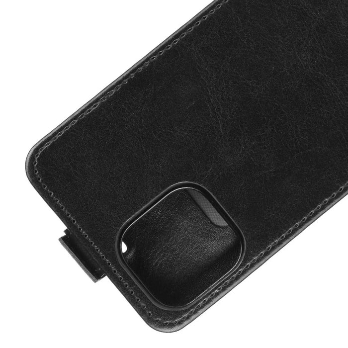 Vertical Flip Crazy Horse Leather Cell Phone Case for iPhone 12 mini - Black - 3