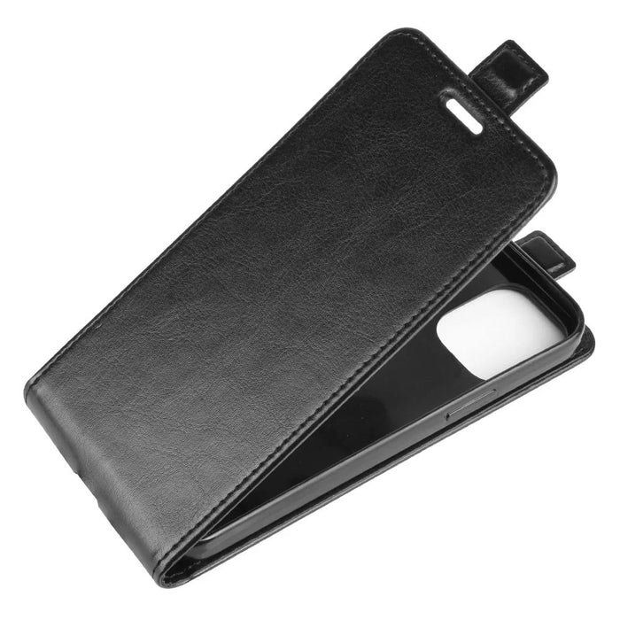 Vertical Flip Crazy Horse Leather Cell Phone Case for iPhone 12 mini - Black - 4