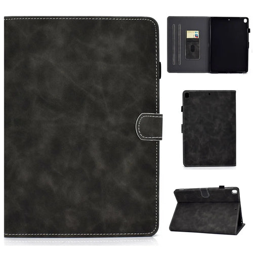 Solid Color Card Slots Stand Flip Leather Protective Cover for iPad 10.2 (2021)/(2020)/(2019) / iPad Air 10.5 inch (2019) - Black - 1