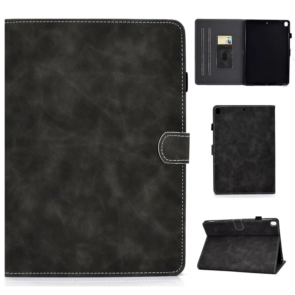 Solid Color Card Slots Stand Flip Leather Protective Cover for iPad 10.2 (2021)/(2020)/(2019) / iPad Air 10.5 inch (2019) - Black - 1