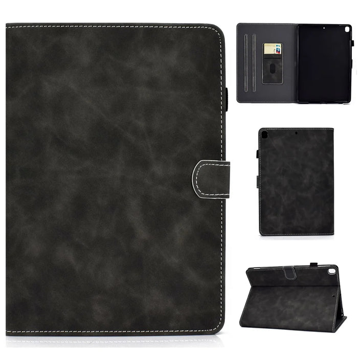 Solid Color Card Slots Stand Flip Leather Protective Cover for iPad 10.2 (2021)/(2020)/(2019) / iPad Air 10.5 inch (2019) - Black - 1