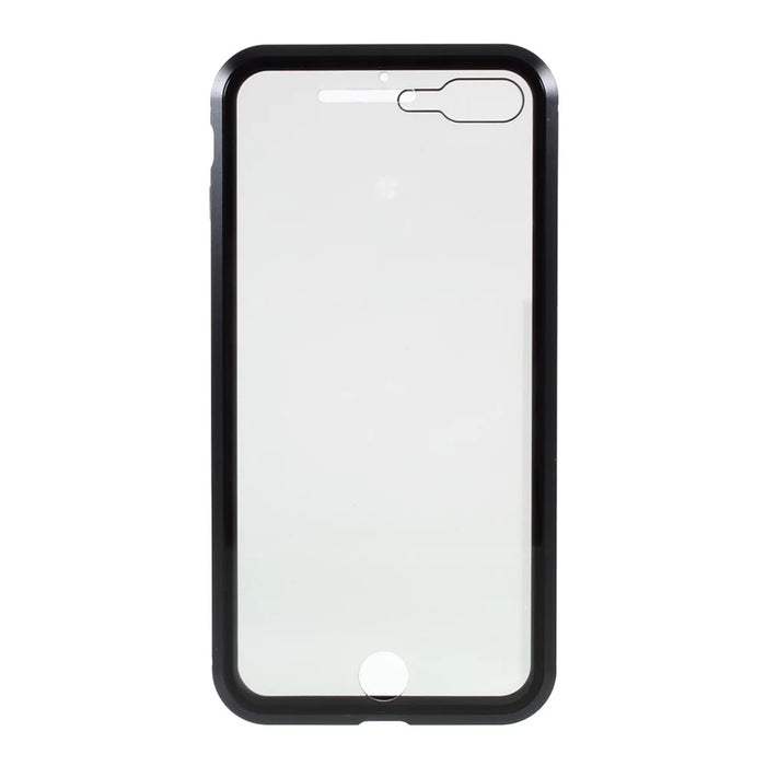 Magnetic Metal Frame + Double-sided Tempered Glass Anti-peep Case for iPhone 7 Plus/8 Plus 5.5 inch - Black - 2