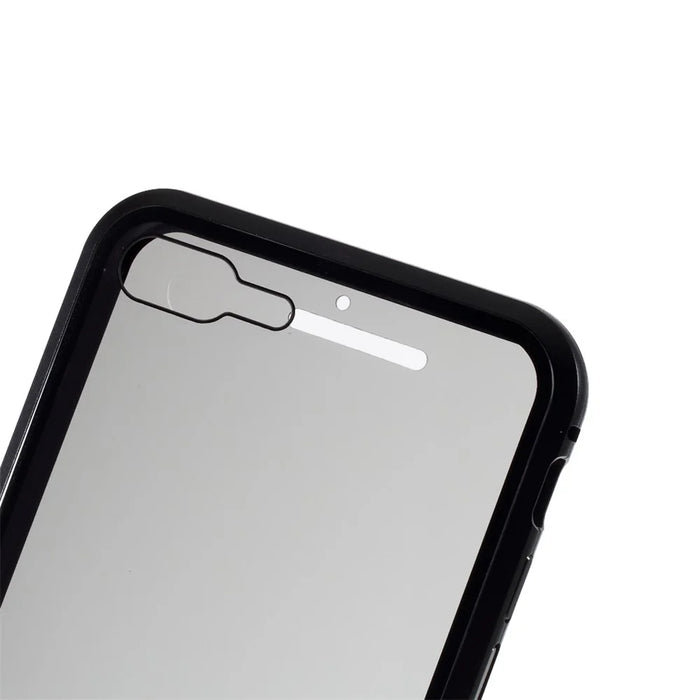Magnetic Metal Frame + Double-sided Tempered Glass Anti-peep Case for iPhone 7 Plus/8 Plus 5.5 inch - Black - 5