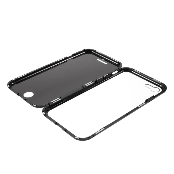 Magnetic Metal Frame + Double-sided Tempered Glass Anti-peep Full Coverage Cover for iPhone 7/8/SE (2020)/SE (2022) - Black - 2
