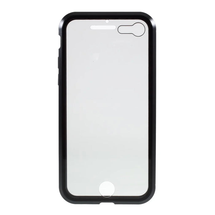 Magnetic Metal Frame + Double-sided Tempered Glass Anti-peep Full Coverage Cover for iPhone 7/8/SE (2020)/SE (2022) - Black - 3