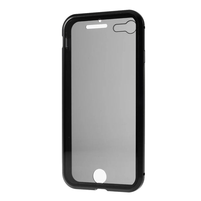 Magnetic Metal Frame + Double-sided Tempered Glass Anti-peep Full Coverage Cover for iPhone 7/8/SE (2020)/SE (2022) - Black - 4